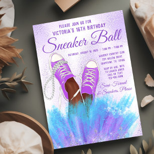 Lavender Sneaker Ball Birthday Party Invitation
