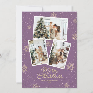 Lavender Snowflake Photo Merry Christmas Card