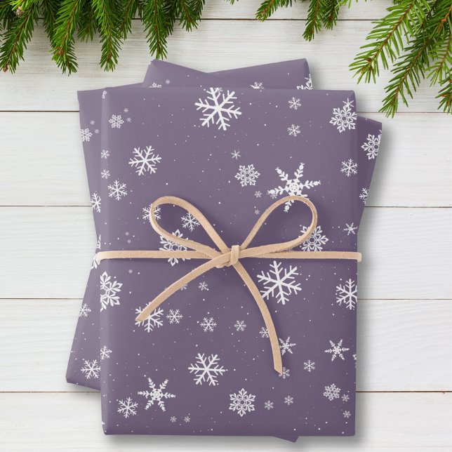 Lavender Snowflake Snow Winter Christmas Holidays Wrapping Paper Sheet (Creator Uploaded)