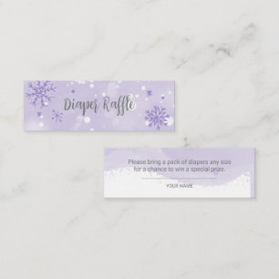Lavender Snowflakes Baby Shower Diaper Raffle Encl Mini Business Card