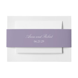 Lavender Solid Personalised Date Wedding Invitation Belly Band