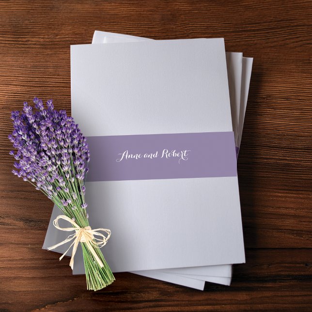 Lavender Solid Personalised Wedding Invitation Belly Band (Creator Uploaded)