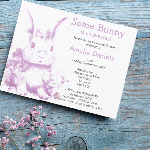 Lavender Some Bunny is coming Baby Shower Invitation