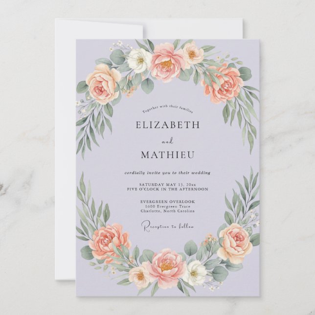 Lavender Sophisticated Spring Wedding Invitation (Front)