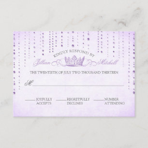 Lavender Sparkles & Crown Fairytale RSVP Card
