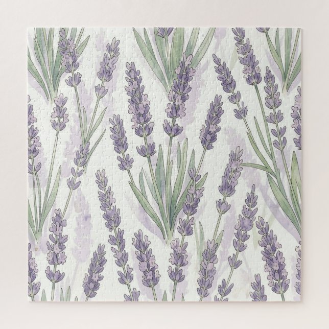Lavender Sprigs Watercolor Botanical Pattern Jigsaw Puzzle (Vertical)