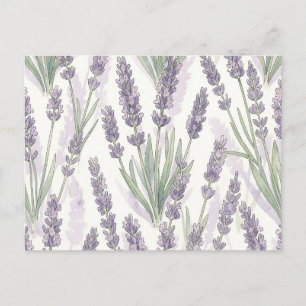 Lavender Sprigs Watercolor Botanical Pattern Postcard