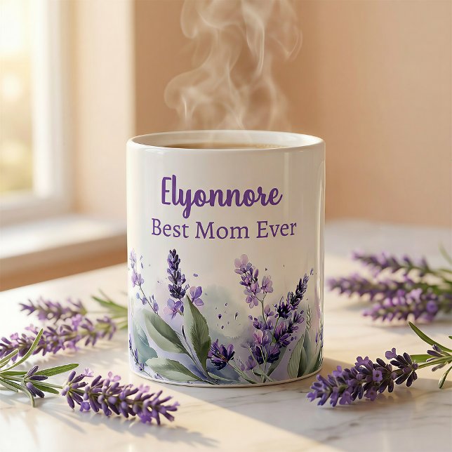 Lavender Spring Floral Best Mum Ever Coffee Mug (Creator Uploaded)