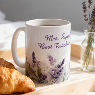 Lavender Spring Floral Best Teacher Appreciation Coffee Mug