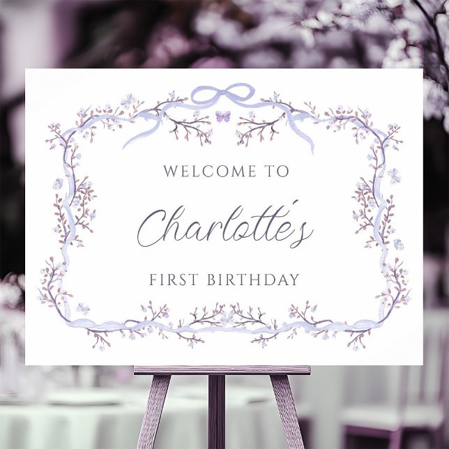 Lavender Spring Garden 1st Birthday Welcome Sign   (Creator Uploaded)