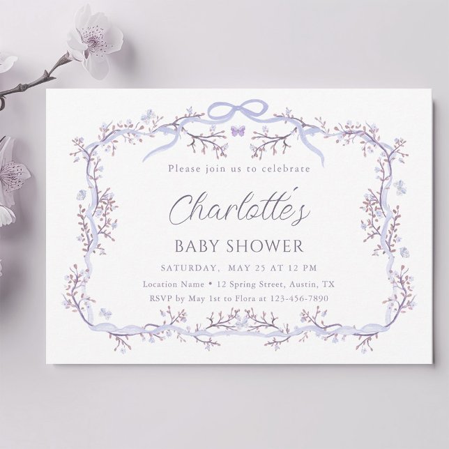 Lavender Spring Garden Girl Baby Shower Invitation (Creator Uploaded)