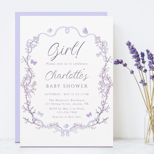 Lavender Spring Garden Girl Baby Shower  Invitation (Creator Uploaded)