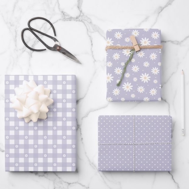 Lavender Spring Pattern Cute Wrapping Paper Sheets (Front)
