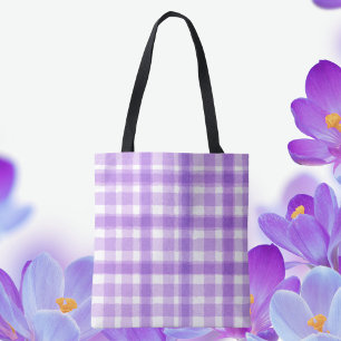 Lavender Spring Plaid Tote Bag