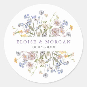 Lavender Spring Wildflower Meadow Garden Wedding Classic Round Sticker