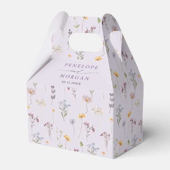 Lavender Spring Wildflower Meadow Garden Wedding Favour Box (Back Side)
