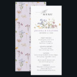 Lavender Spring Wildflower Meadow Garden Wedding  Menu<br><div class="desc">Capture the beauty of nature on your special day with our exquisite wildflower watercolor wedding menu. Elegant, unique, and blooming with love. Use the text fields to personalize your design with your own wording and details. If you want to change the font style, color or text placement, simply click the...</div>