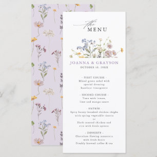 Lavender Spring Wildflower Meadow Garden Wedding  Menu