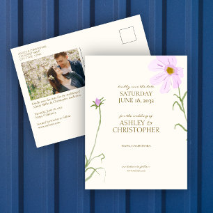 Lavender Spring Wildflower Wedding Save the Date Postcard