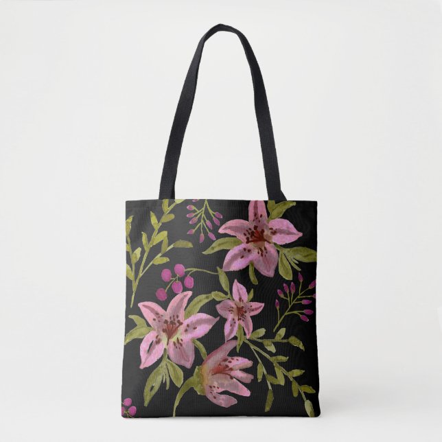 Lavender Star Flower Watercolor Tote (Front)