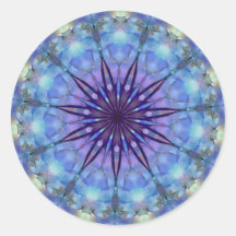 Lavender Starburst Mandala Round Stickers