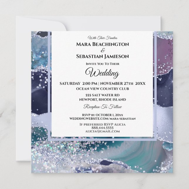 *~* Lavender Stars RSVP Website AGATE AR13 Wedding Invitation (Front)