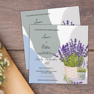 Lavender Stems in a Basket Cute Watercolor Wedding Magnetic Invitation