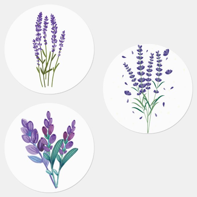 lavender stickers watercolor flowers herbs bouquet (Group)
