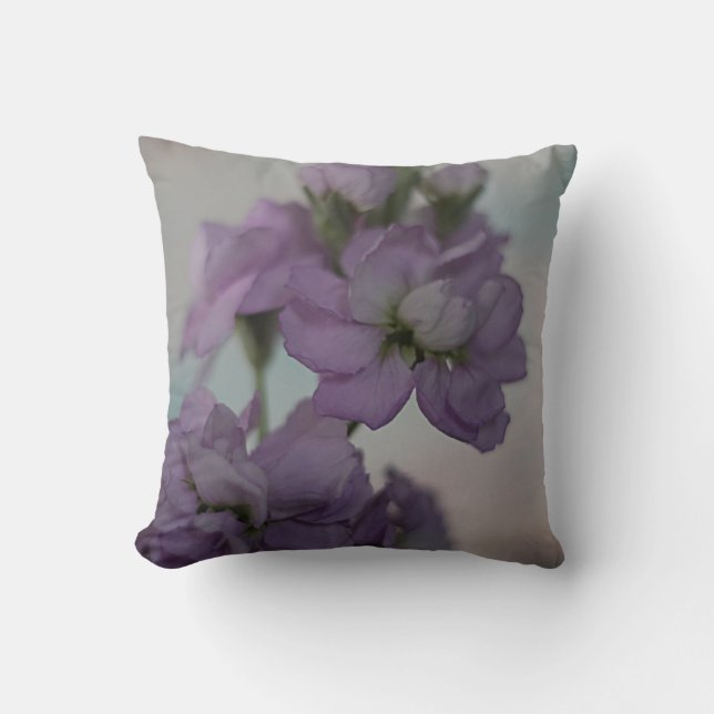 Lavender stock flowers cushion (Front)