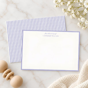 Lavender Striped From Nursery Custom Baby Shower Thank You Card