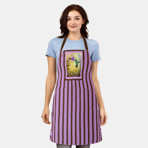 Lavender Striped Hummingbird Apron (Medium)