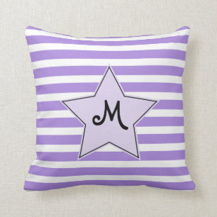 Lavender Striped Monogramed Rock Star Cushion