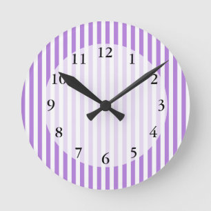 Lavender Striped Pattern Round Clock