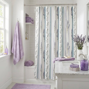 Lavender Striped  Shower Curtain