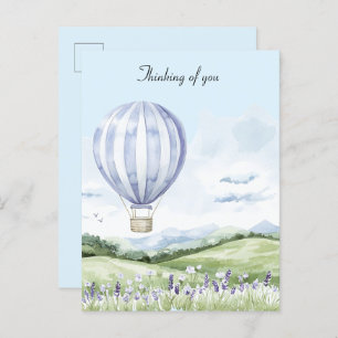 Lavender Stripes Balloon Floral Thinking of you Postcard