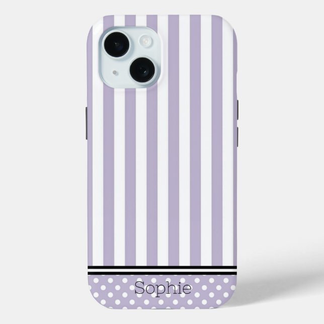 Lavender Stripes & Dots Custom Samsung Case-Mate iPhone Case (Back)