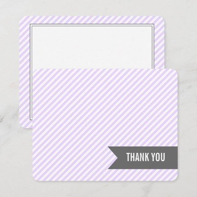 Lavender Stripes Flat Thank You Notes Invitation (Front/Back)