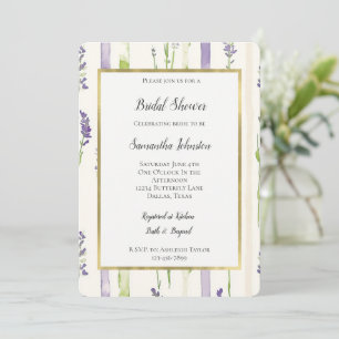 Lavender Stripes Floral Bridal Shower Invitation