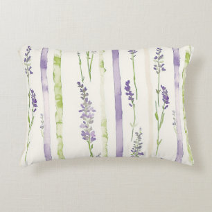 Lavender Stripes Floral   Decorative Cushion