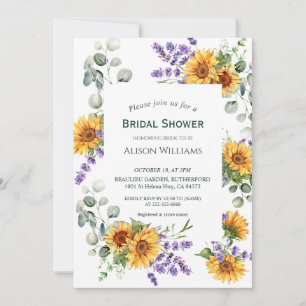 Lavender Sunflower Bridal Shower Invitation