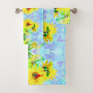 Lavender Sunflowers Bath Towel Set