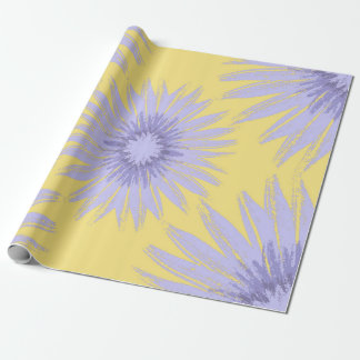 Lavender Sunflowers on Lime Wrapping Paper