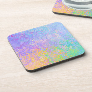Lavender Sunrise Pastel Neon Alcohol Ink Abstract Coaster