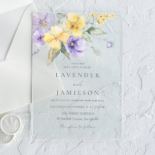 Lavender & Sunshine Floral Summer Wedding Acrylic Invitations