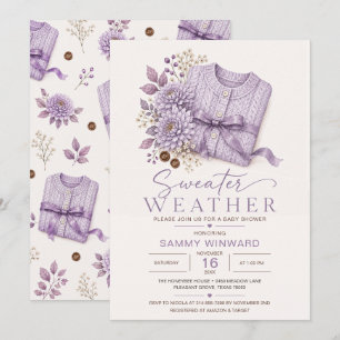 Lavender Sweater Weather Baby Shower Invitation