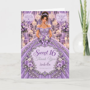Lavender Sweet 16 Celebration Thank You Card