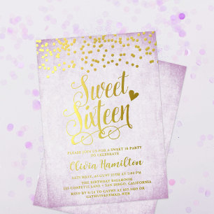 Lavender Sweet 16 Gold Confetti