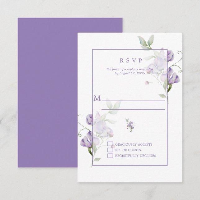 Lavender Sweet Peas RSVP (Front/Back)