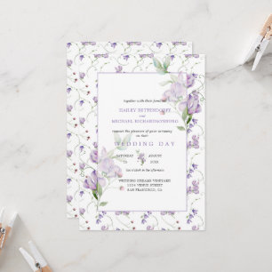 Lavender Sweet Peas Wedding Invitation