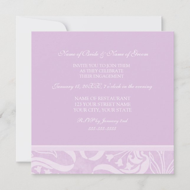 Lavender Swirl Engagement Party Invitations (Front)